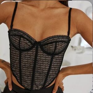 Bydee Women's Naomi Black Lace Corset Medium